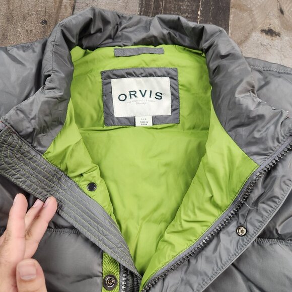 Mens Orvis size L Large Nylon Duck Down Outdoor Puffer Vest - Picture 3 of 10
